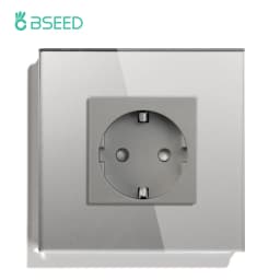 BSEED EU Double Wall Light Switches Touch Switch Wall Socket USB Type-C Charge Port Crystal Glass Panel Switch Blue Blacklight