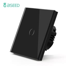 BSEED EU Double Wall Light Switches Touch Switch Wall Socket USB Type-C Charge Port Crystal Glass Panel Switch Blue Blacklight