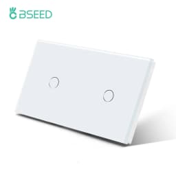 BSEED EU Double Wall Light Switches Touch Switch Wall Socket USB Type-C Charge Port Crystal Glass Panel Switch Blue Blacklight