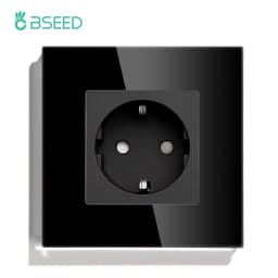 BSEED EU Double Wall Light Switches Touch Switch Wall Socket USB Type-C Charge Port Crystal Glass Panel Switch Blue Blacklight