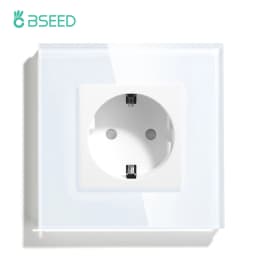 BSEED EU Double Wall Light Switches Touch Switch Wall Socket USB Type-C Charge Port Crystal Glass Panel Switch Blue Blacklight