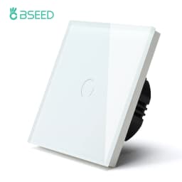 BSEED EU Double Wall Light Switches Touch Switch Wall Socket USB Type-C Charge Port Crystal Glass Panel Switch Blue Blacklight