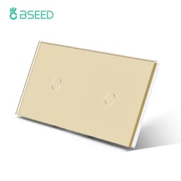 BSEED EU Double Wall Light Switches Touch Switch Wall Socket USB Type-C Charge Port Crystal Glass Panel Switch Blue Blacklight