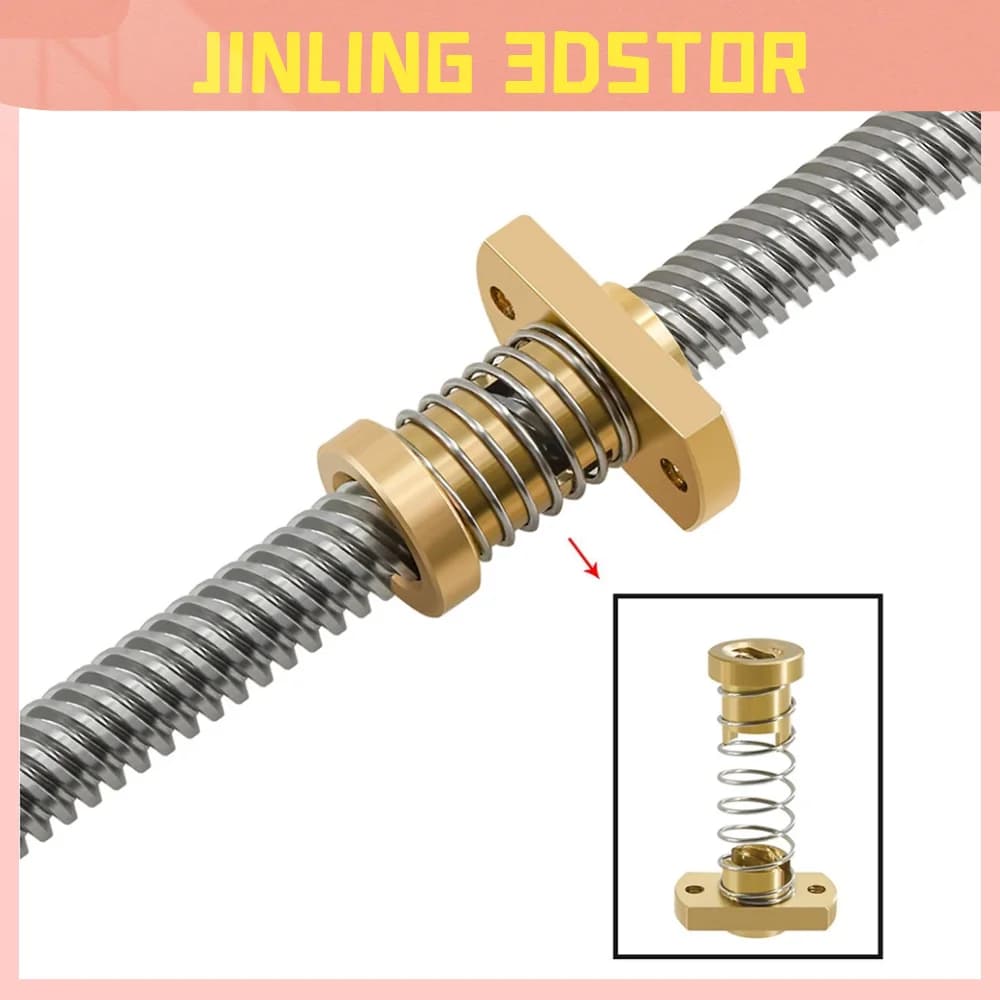 T8 Anti Backlash Spring Loaded Nut Brass Elimination Gap Nut Used to Upgrade Ender 3 CR-10 T8 Lead Screw DIY CNC 3D Printer