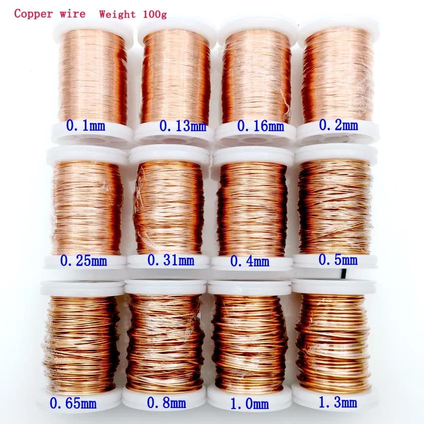 0.13mm 0.25mm 0.51mm 1mm 1.25mm Copper Wire Magnet Wire Enameled Copper Winding Wire Coil Copper Wire Winding Wire Weight 100g