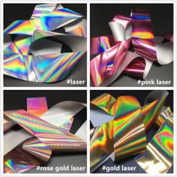 1m Holographic Nail Foil Stickers Mirror Effect Nail Art Transfer Paper Matt Purple Transfer Decals Matte Golden Nails Manicure