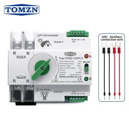 TOMZN Single Phase DIN Rail ATS PV And Inverter Dual Power Automatic Transfer Selector Switches Uninterrupted 2P 63A 100A 125A