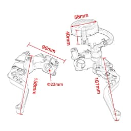 Alconstar- 7/8" 22mm Motorcycle Clutch Brake Master Cylinder Reservoir Levers Kit Fluid Reservoir Set For Honda For Kawasaki KLX