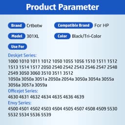 301XL Compatible Ink Cartridge For HP301 HP 301 XL Envy 5530 Deskjet 4500 4501 4502 4503 4504 4505 4507 4508 Printer