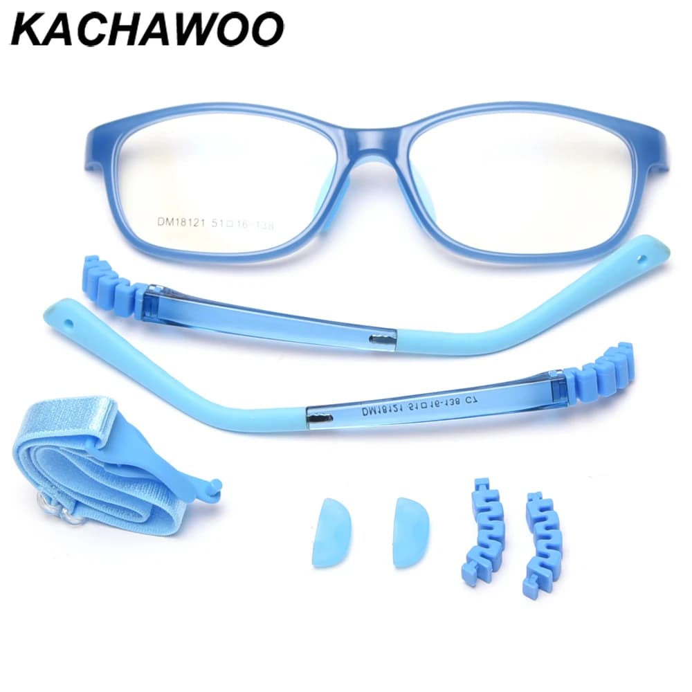 Kachawoo Children Square Eyeglasses Optical TR90 Kids Glasses Frames Flexible Boys Girls Protective Silicone Blue Pink Black