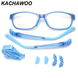 Kachawoo Children Square Eyeglasses Optical TR90 Kids Glasses Frames Flexible Boys Girls Protective Silicone Blue Pink Black