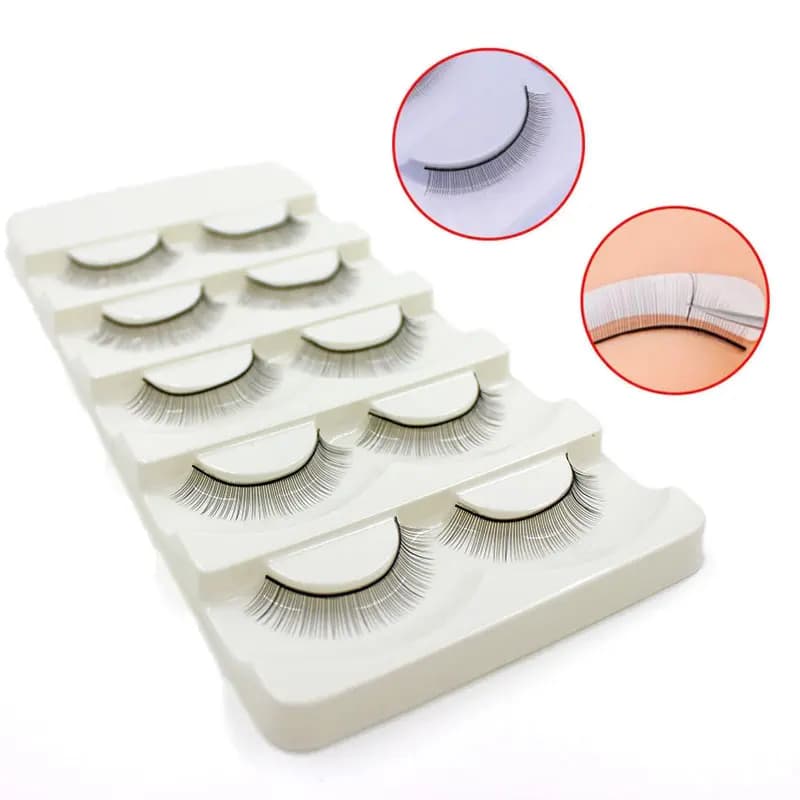 5 Pairs Pratice Strip Lashes for Training Eyelash Extensions Lash Mannequin Head Practice Kit Makeup Tool
