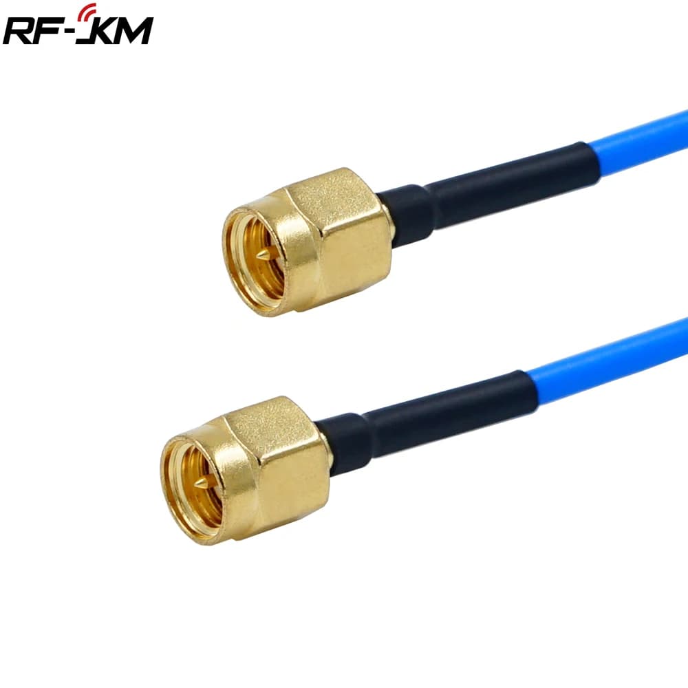 1pcs SMA to SMA Connector Straight RF Coaxial Cable SMA Male to SMA Male RG405 086 Cable Blue Skin Adapter