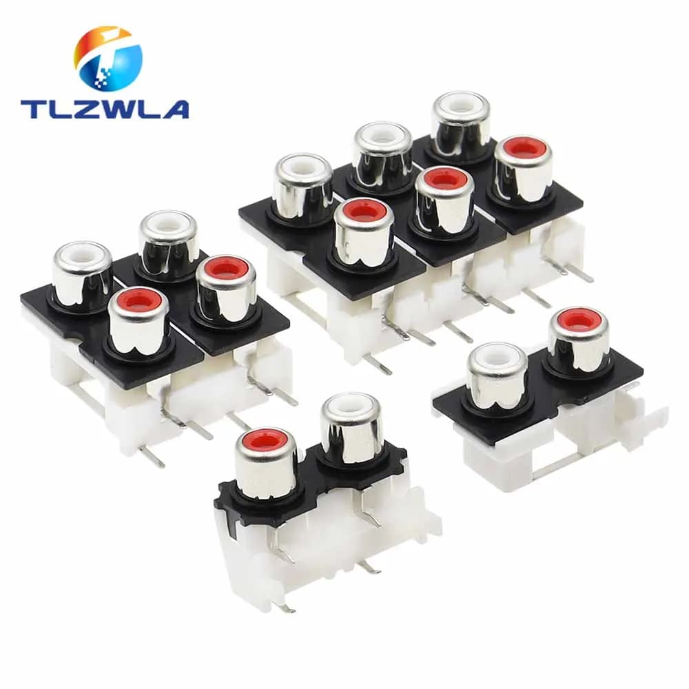 2PCS RCA Socket Connector AV2-8.4-9 2-Hole, 4-Hole, 6-Hole Audio Connector Audio Connector Mother Socket Signal Audio Plug