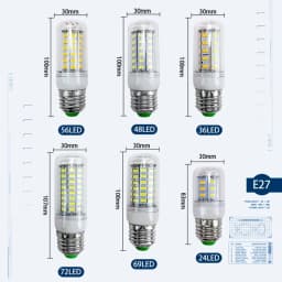 LED Lamp E27 E14 SMD 5730 220V Corn Bulb 24-72 LEDs Chandelier Candle Light for Home Decoration - Energy Efficient Lighting