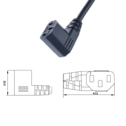 IEC320 C14 to C13 Extension cord C14 with screw holes and C13 Angled 30/60cm lenght H05VV-F 3G