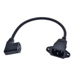 IEC320 C14 to C13 Extension cord C14 with screw holes and C13 Angled 30/60cm lenght H05VV-F 3G