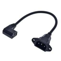 IEC320 C14 to C13 Extension cord C14 with screw holes and C13 Angled 30/60cm lenght H05VV-F 3G