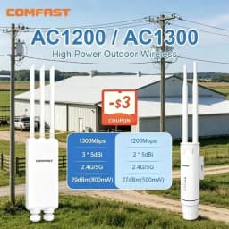 COMFAST AC1200 High Power Outdoor WiFi AP Dual Band 2.4G 5G Long Range Repeater IP66 Waterproof for Farm Rural Yard Roof