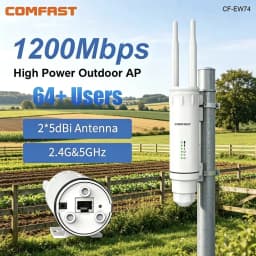 COMFAST AC1200 High Power Outdoor WiFi AP Dual Band 2.4G 5G Long Range Repeater IP66 Waterproof for Farm Rural Yard Roof