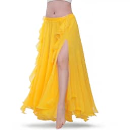 Chiffon Double High Slits Oriental Belly Dance Skirts For Women (Without Belt) Bellydance Costume Accessoires Skirt