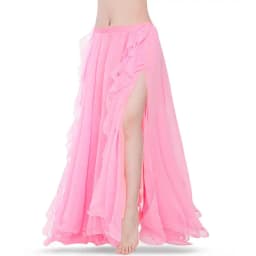 Chiffon Double High Slits Oriental Belly Dance Skirts For Women (Without Belt) Bellydance Costume Accessoires Skirt