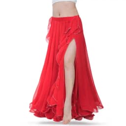 Chiffon Double High Slits Oriental Belly Dance Skirts For Women (Without Belt) Bellydance Costume Accessoires Skirt