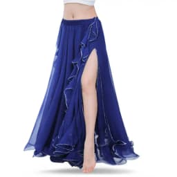 Chiffon Double High Slits Oriental Belly Dance Skirts For Women (Without Belt) Bellydance Costume Accessoires Skirt