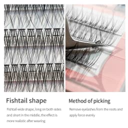 GLAMLASH A/M Natural Cluster Fishtail Type Dovetail Eyelash Extension Premade Volume False Grafted Thick Spikes Lash Soft Makeup