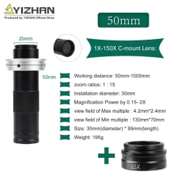 YIZHAN 215x 180x 150x Lens 0.7X~4.5X Adjustable Magnification Industry Microscope Lens Multiples CS C-MOUNT For HDMI USB Camera