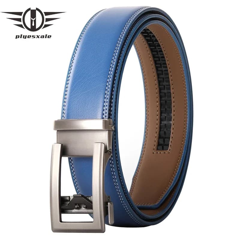 Cow Leather Men Belt 2026 New Automatic Genuine Leather Belts For Men Casual Brand Men's Belt Cowskin Strap Blue Brown B337