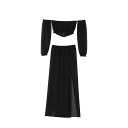 NEW Women Beach 2pcs Bikini Cover-Ups Swimsuit Off Shoulder Top+High Waist Dresss Sexy Ladies Swimming Cover Up Bathing Suit