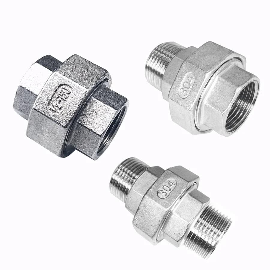 1PCS 304 Stainless Steel Union Joint Coupling 1/4" 3/8" 1/2" 3/4" 1" 1-1/4" 1-1/2" 2" BSP Female Male Thread Cast Pipe Fitting