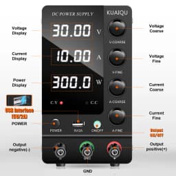 KUAIQU 30V 10A DC Power Supply Adjustable Digits Display Laboratory Power Supply Voltage Regulator 60V 5A 120V,32V 6A SPS-C3010