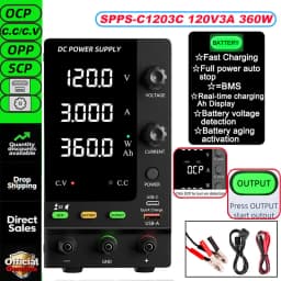 KUAIQU 30V 10A DC Power Supply Adjustable Digits Display Laboratory Power Supply Voltage Regulator 60V 5A 120V,32V 6A SPS-C3010