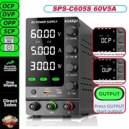 KUAIQU 30V 10A DC Power Supply Adjustable Digits Display Laboratory Power Supply Voltage Regulator 60V 5A 120V,32V 6A SPS-C3010