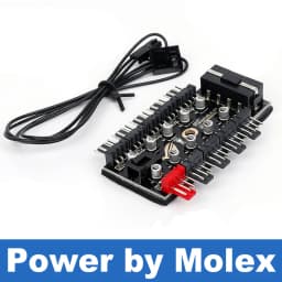 10 Port 4pin PWM Fan Hub Splitter Adpater w/ RPM Speed Controller Cable Power by IDE Molex 4 pin or SATA,Fan Spliter 4-pin 3pin