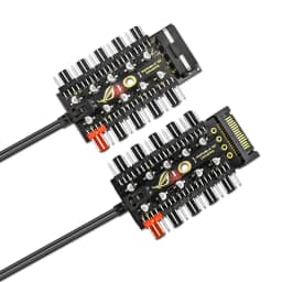 10 Port 4pin PWM Fan Hub Splitter Adpater w/ RPM Speed Controller Cable Power by IDE Molex 4 pin or SATA,Fan Spliter 4-pin 3pin