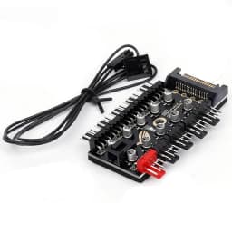 10 Port 4pin PWM Fan Hub Splitter Adpater w/ RPM Speed Controller Cable Power by IDE Molex 4 pin or SATA,Fan Spliter 4-pin 3pin