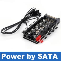 10 Port 4pin PWM Fan Hub Splitter Adpater w/ RPM Speed Controller Cable Power by IDE Molex 4 pin or SATA,Fan Spliter 4-pin 3pin