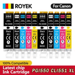 Compatible for Canon CLI 551 PGI 550 Ink Cartridges for Pixma IP7250 IX6850 MG5550 MG5650 MG6450 MG6650 MX725 MX925
