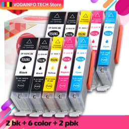 Compatible for Canon CLI 551 PGI 550 Ink Cartridges for Pixma IP7250 IX6850 MG5550 MG5650 MG6450 MG6650 MX725 MX925