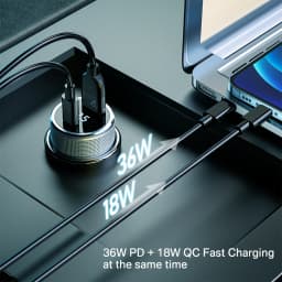 54W Quick Charge 3.0 USB Car Charger Adapter For iPhone 13 X Xiaomi SCP Type C PD Fast Charging USB C Charger Car Phone Charger
