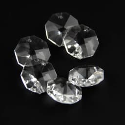 K9 Crystal Glass 14mm 50pcs 1 Hole/2 Holes Clear Color Octagon Beads For Chandelier Garlands Prism Parts