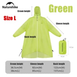 Naturehike Rain Jacket Waterproof 3 in 1 Multifunction Raincoat 210T 20D Canopy Rainwear Camping Mat Windbreaker Bike Poncho