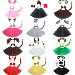 Animals Children Headband Tutu Skirt Tail Bow Kids Girl Party Props Elephant Tiger Fox Halloween Costume Cosplay