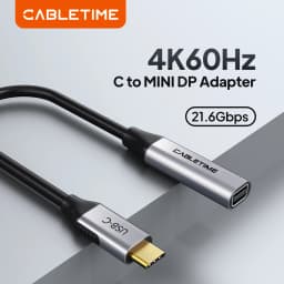 CABLETIME USB C to Mini DisplayPort Adapter 4K 60Hz for MacBook Huawei Samsung S20 Mini DP Converter Laptop Display Adapter