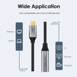 CABLETIME USB C to Mini DisplayPort Adapter 4K 60Hz for MacBook Huawei Samsung S20 Mini DP Converter Laptop Display Adapter
