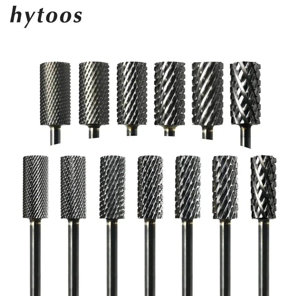 HYTOOS Barrel Nail Drill Bits 3/32" Carbide Nail Bit Rotary Manicure Cutters Nails Accessories Gel Removal Milling Cutter Tool