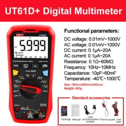 UNI T Professional Digital Multimeters UT61B+ UT61E+ UT61D+1000V Analog Multimeter Resistance Capacitance Test Multi Tester